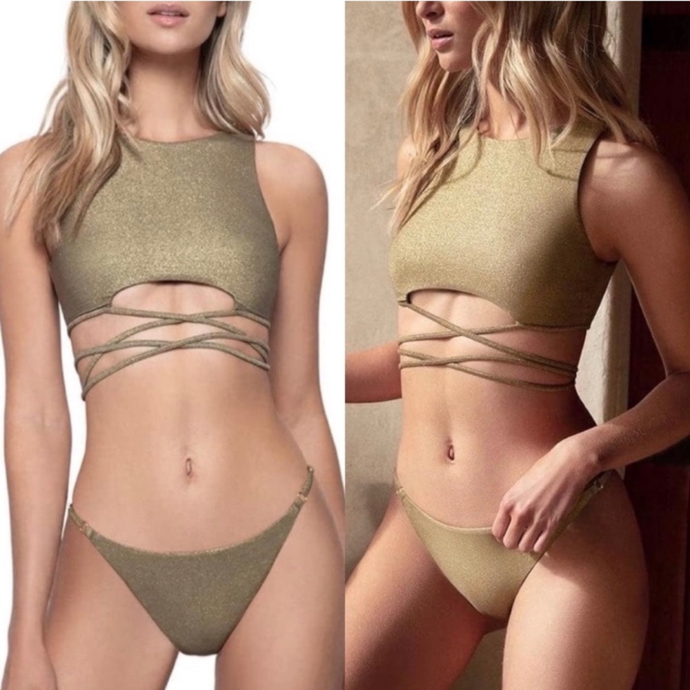 NWT PilyQ Swim Euphoria Sydney Tie Bikini Top